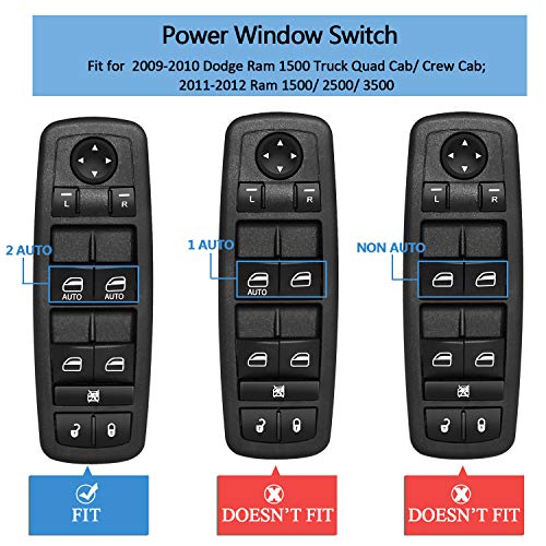 Ameetaa Front Driver Side Power Master Control Window Switch Compatible for 2009-2012 Dodge Ram 1500 2500 3500 OE Replace # 4602863AD 4602863AB 4602863AC 901-473 - Image 3