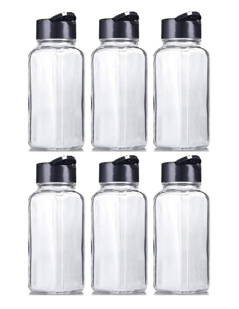 Machak Square Glass Jar Spice Container Salt & Pepper Shaker Set, 120ml (Set of 6) - Image 1