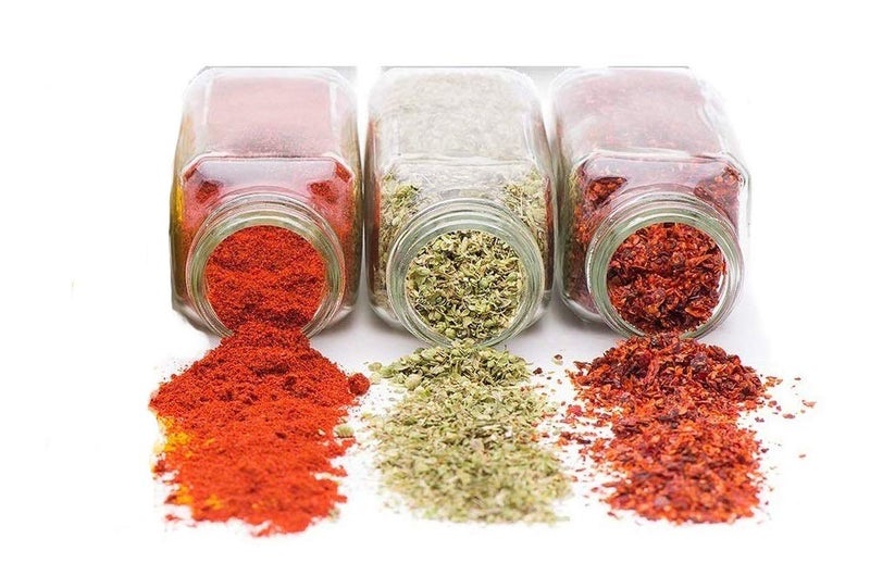 Machak Square Glass Jar Spice Container Salt & Pepper Shaker Set, 120ml (Set of 6) - Image 2