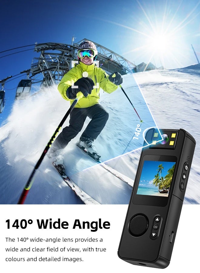 زيترا كاميرا عمل صغيرة ، كاميرا جسم 1080P HD مع شاشة 1.3 " ، عدسة قابلة للتعديل 180 درجة ، ضوء ليلي LED و 1/4 مسمار قوس لركوب الدراجات / التسلق / الأنشطة في الهواء الطلق - Image 4