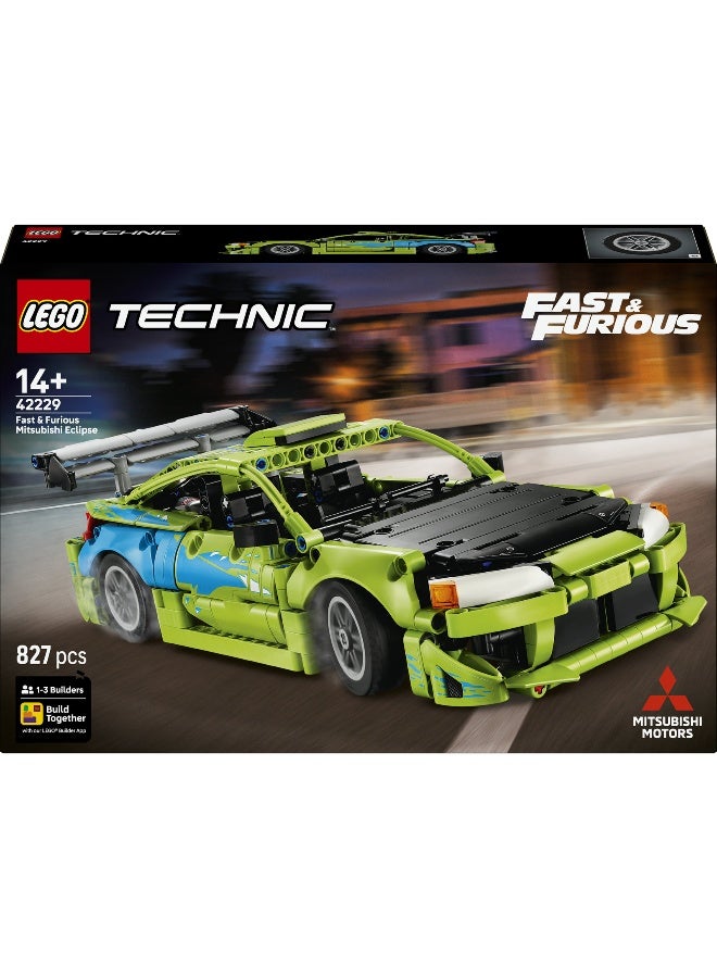 LEGO Technic Fast and Furious Mitsubishi Eclipse Car 42229 Building Toy Set (827 Pieces) - Image 2