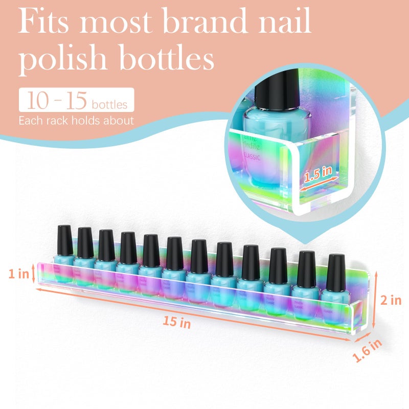 Femeli Nail Polish Wall Rack (Iridescent 15 Inch) - Image 2