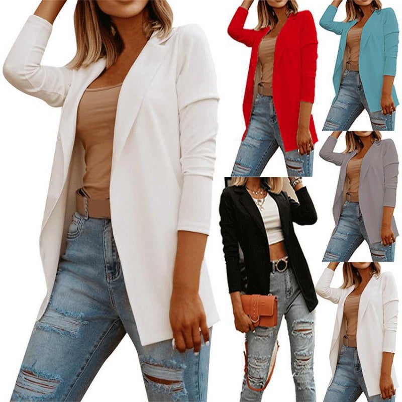 Women's Slim Fit Solid Blazer Jacket - Image 1