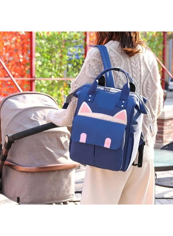 Fashion and practical multi-purpose mummy backpack – waterproof – large capacity and smart organization – ideal for travel and going out with baby – modern multi-pocket design (Navy)  - Image 4
