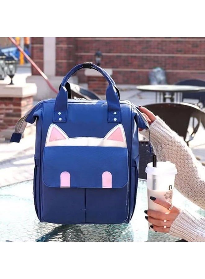 Fashion and practical multi-purpose mummy backpack – waterproof – large capacity and smart organization – ideal for travel and going out with baby – modern multi-pocket design (Navy)  - Image 5