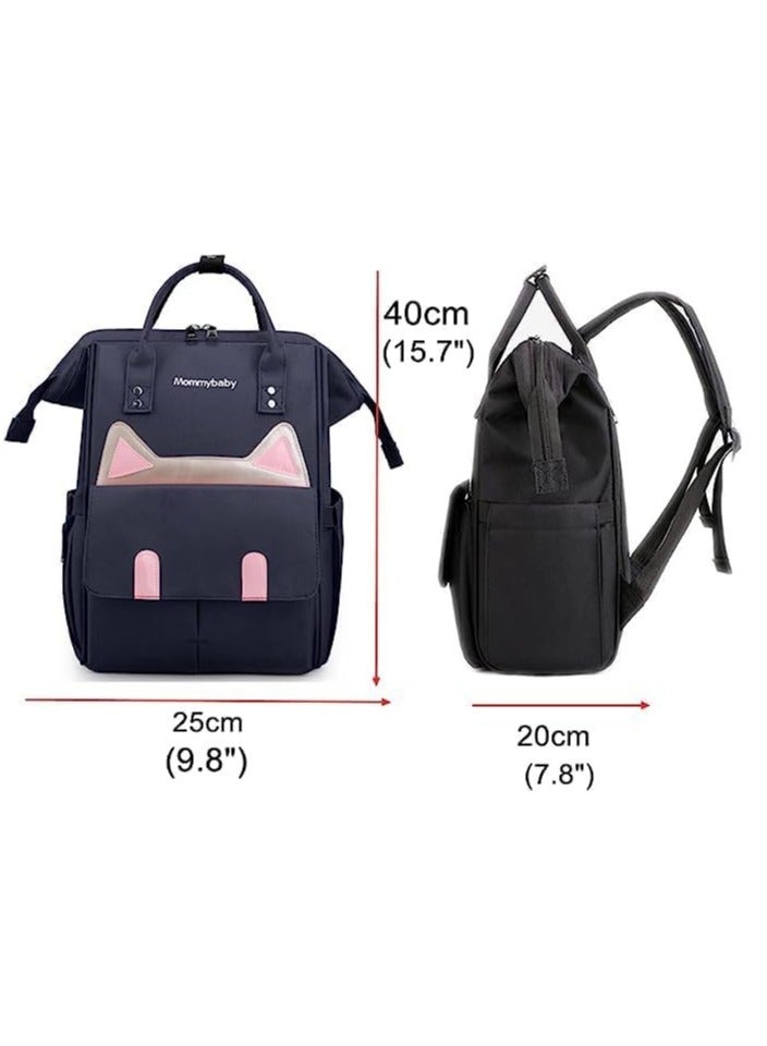 Fashion and practical multi-purpose mummy backpack – waterproof – large capacity and smart organization – ideal for travel and going out with baby – modern multi-pocket design (Navy)  - Image 3