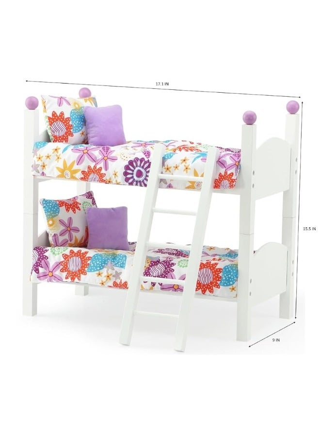 Emily Rose Emily Rose 14 Inch Doll Furniture Bed Accessory - 2 Single Stackable 14" Doll Beds | 14.5" Doll Bunkbed Bunk Bed, Includes 4-PC Doll Bedding Sets & Ladder Accessories | Fits 14"-15" Dolls  - Image 4