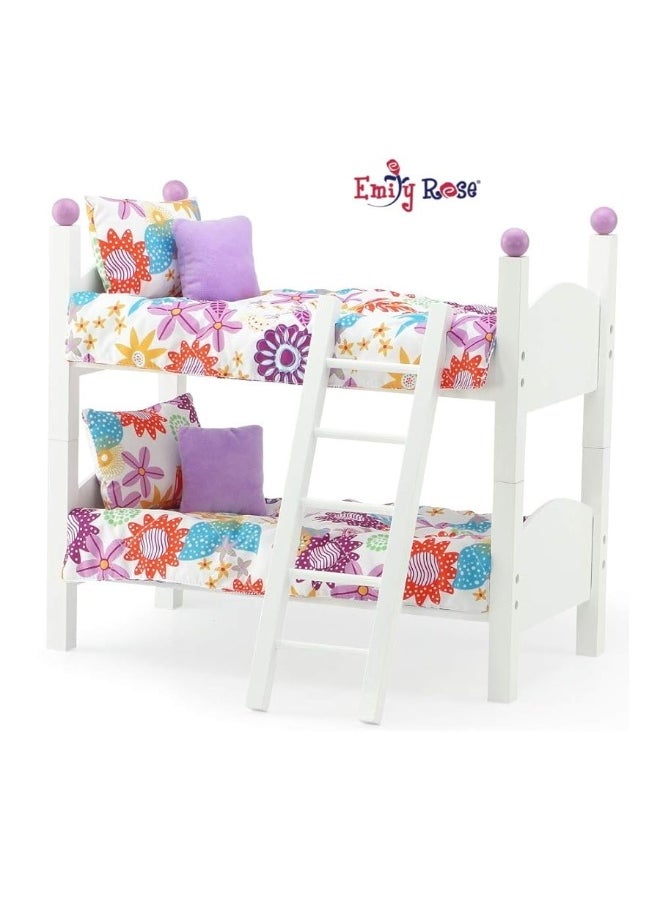 Emily Rose Emily Rose 14 Inch Doll Furniture Bed Accessory - 2 Single Stackable 14" Doll Beds | 14.5" Doll Bunkbed Bunk Bed, Includes 4-PC Doll Bedding Sets & Ladder Accessories | Fits 14"-15" Dolls  - Image 1