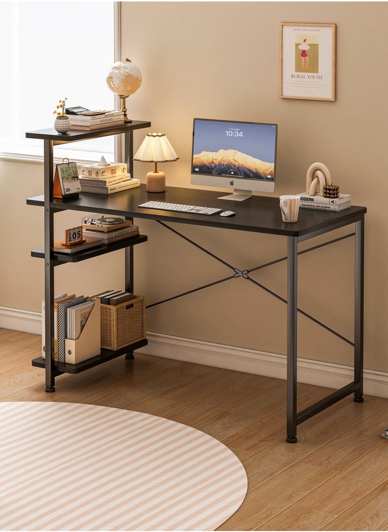 Stubborn Study desk with storage space Computer desk is suitable for living room, bedroom, office and small apartment dormitory, etc. 100×45×73cm Black  - Image 1