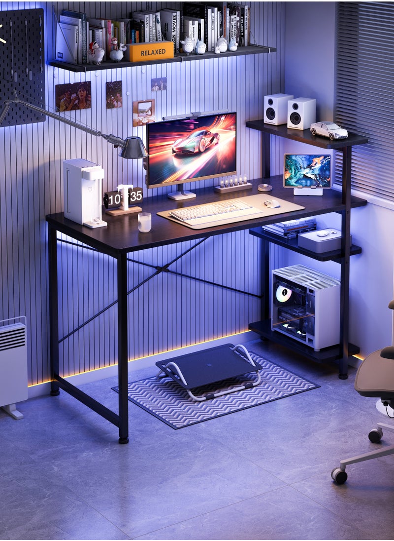 Stubborn Study desk with storage space Computer desk is suitable for living room, bedroom, office and small apartment dormitory, etc. 100×45×73cm Black  - Image 3