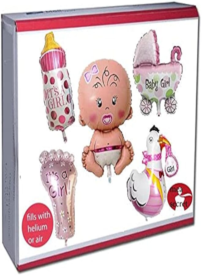 secret set of 5pcs Foil Balloons for Baby girl Shower Party Decor