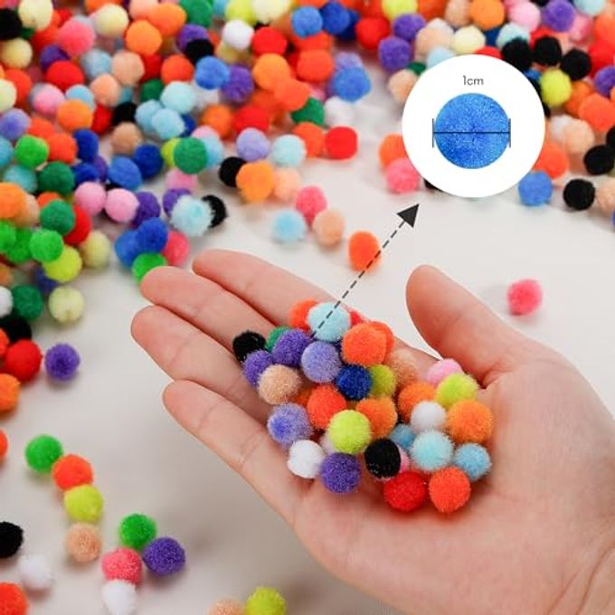 Caydo 2000 Pieces 1 cm Pompoms, Fuzzy Pom Poms Ball for DIY Art Craft SuppliesAssorted Color - Image 3