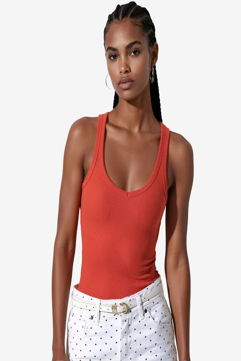BUSEM V-Neck Ribbed Tank Top