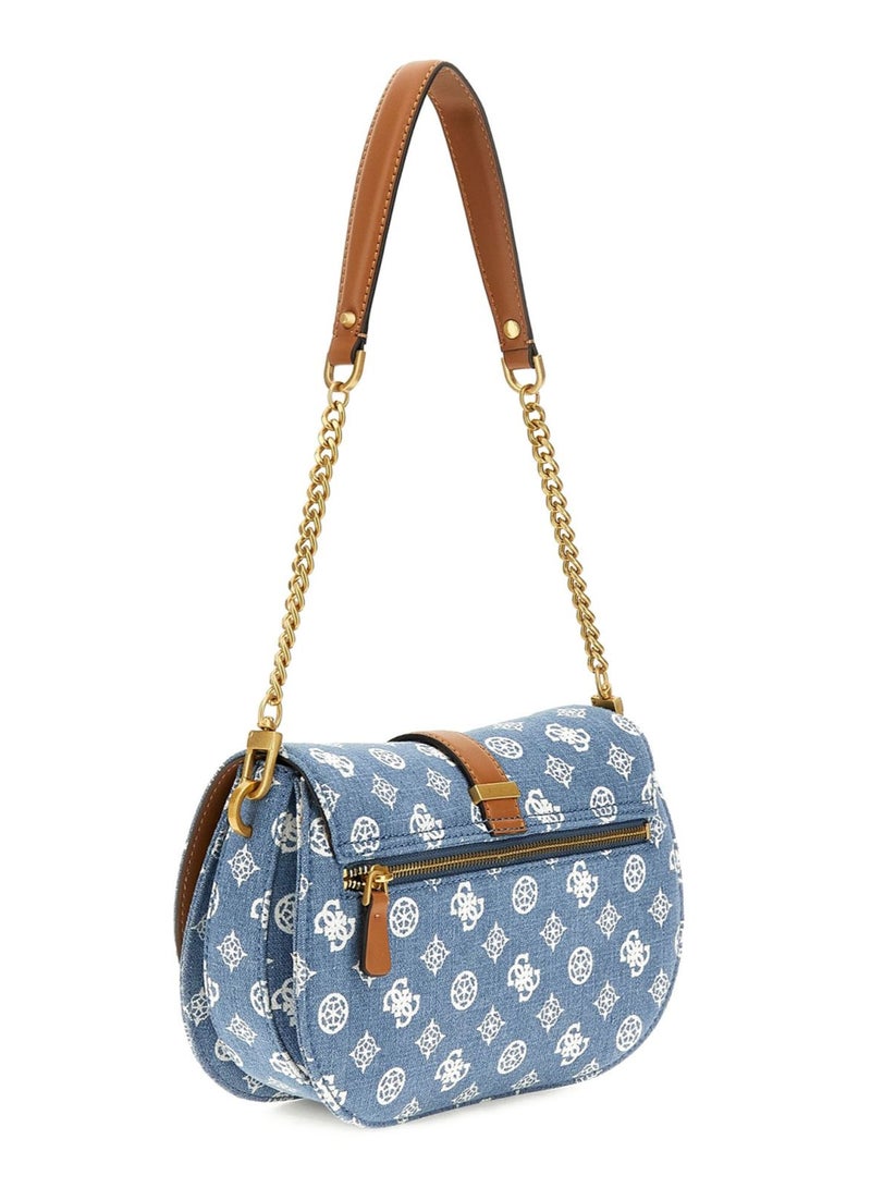 GUESS Womens  Stone Kuba Mini Crossbody Flap Bag - HWPA9329200 BLU LGO - Image 2