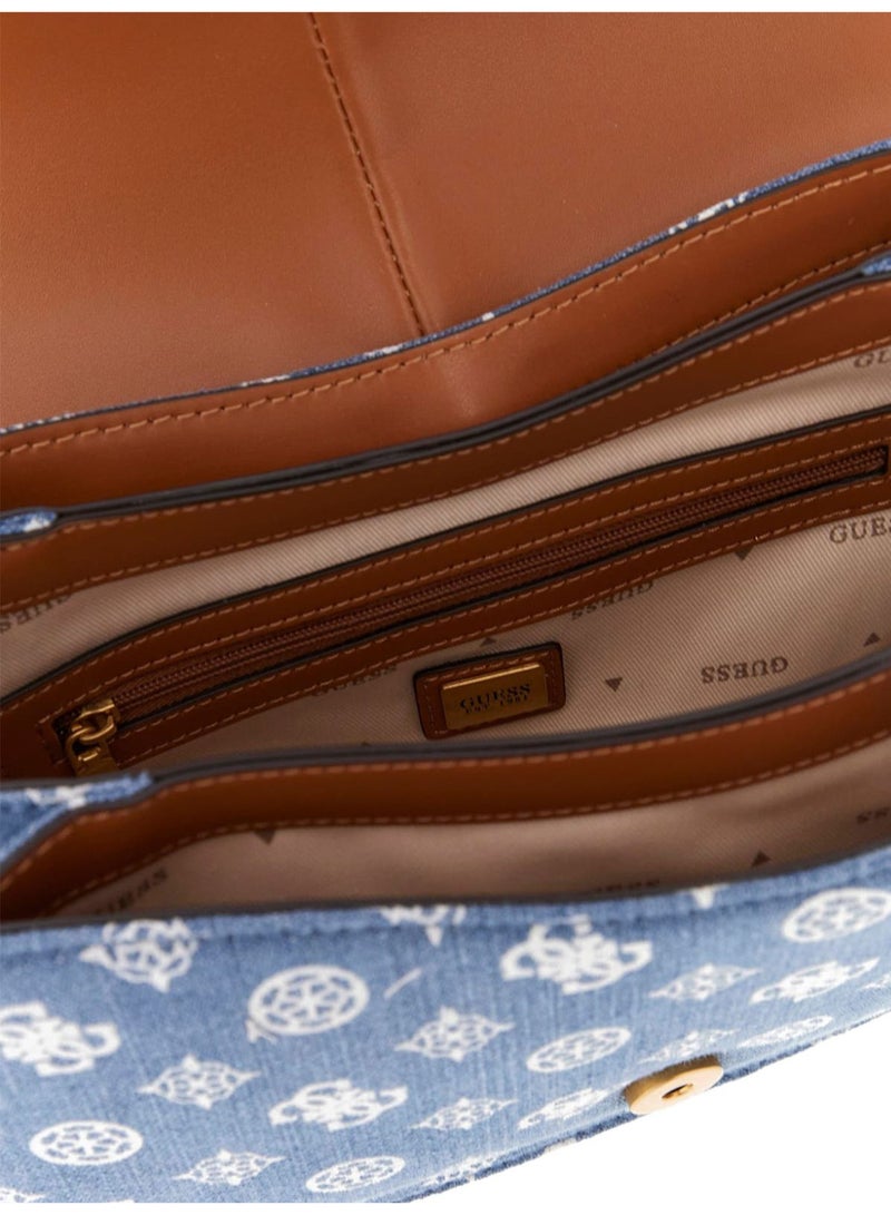 GUESS Womens  Stone Kuba Mini Crossbody Flap Bag - HWPA9329200 BLU LGO - Image 3