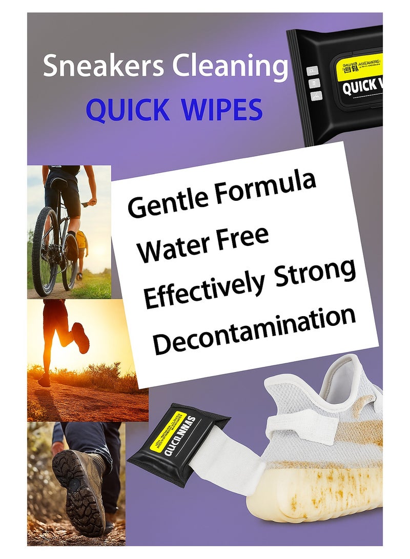 عبوة من 2 (60 قطعة) من مناديل تنظيف الأحذية الرياضية - مناديل سفر محمولة سريعة الاستخدام، تزيل الأوساخ والبقع، طبيعية وكبيرة الحجم - Image 5