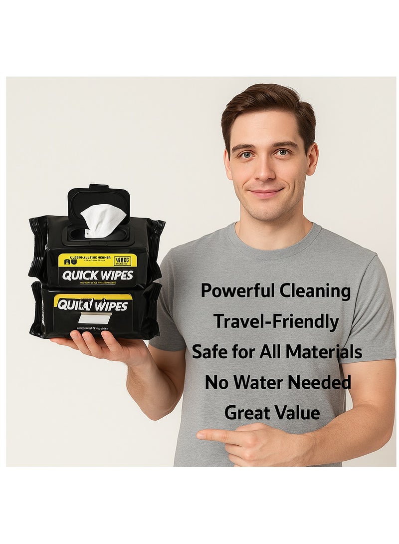 عبوة من 2 (60 قطعة) من مناديل تنظيف الأحذية الرياضية - مناديل سفر محمولة سريعة الاستخدام، تزيل الأوساخ والبقع، طبيعية وكبيرة الحجم - Image 3