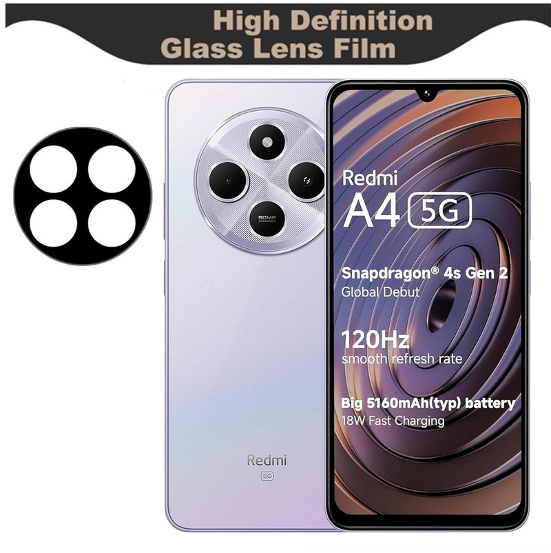 FabeKee Glass Camera Lens Protector For Redmi A4 5G [9H Hardness] [6D Lens Protector ] [Easy Installation] Black (Redmi A4 5G) - Image 2
