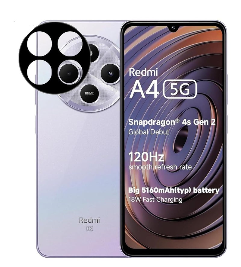 FabeKee Glass Camera Lens Protector For Redmi A4 5G [9H Hardness] [6D Lens Protector ] [Easy Installation] Black (Redmi A4 5G) - Image 1