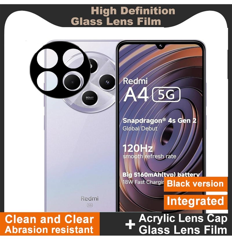 FabeKee Glass Camera Lens Protector For Redmi A4 5G [9H Hardness] [6D Lens Protector ] [Easy Installation] Black (Redmi A4 5G) - Image 3
