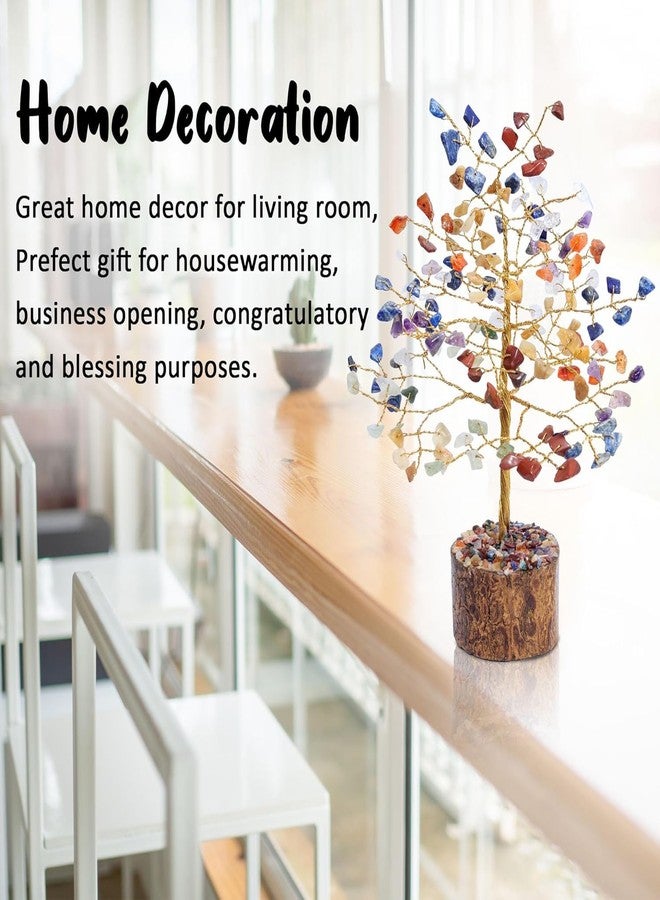 Crocon® 7 Chakra Healing Crystal Tree Bonsai, Desk Decor for Women Room & Office Decor Spiritual Gift Meditation Crystals for Home Room Decor Cute House Warming Gifts for Women Mom Birthday 7-8" - Image 3