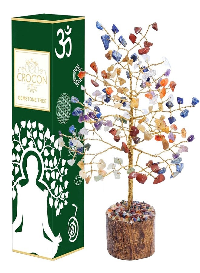 Crocon® 7 Chakra Healing Crystal Tree Bonsai, Desk Decor for Women Room & Office Decor Spiritual Gift Meditation Crystals for Home Room Decor Cute House Warming Gifts for Women Mom Birthday 7-8" - Image 1