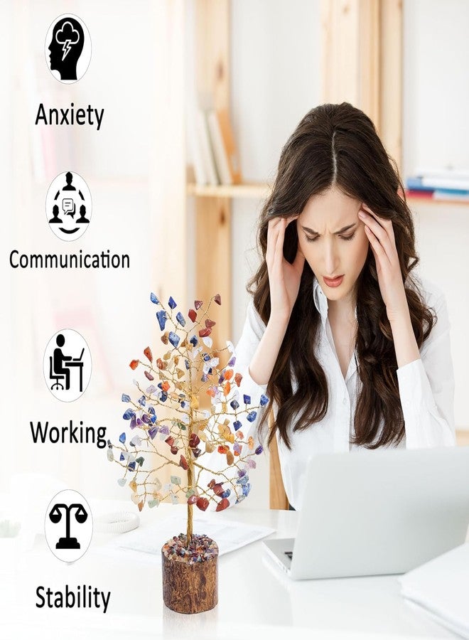 Crocon® 7 Chakra Healing Crystal Tree Bonsai, Desk Decor for Women Room & Office Decor Spiritual Gift Meditation Crystals for Home Room Decor Cute House Warming Gifts for Women Mom Birthday 7-8" - Image 4