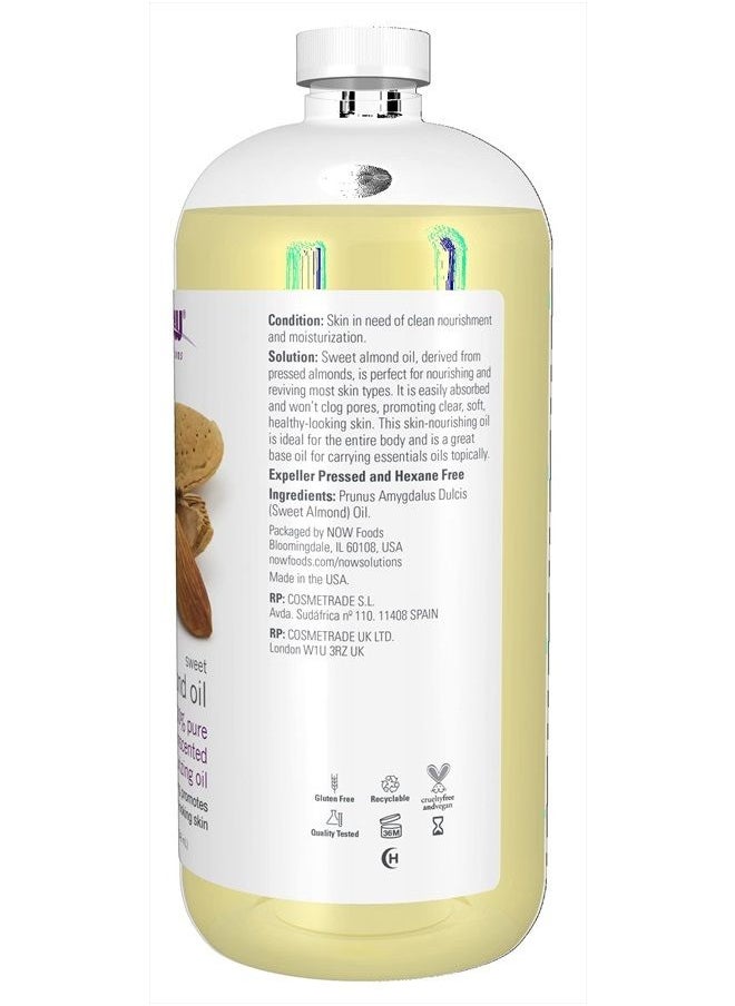 Solutions, Sweet Almond Oil, 100% Pure Moisturizing Oil, Promotes Healthy-Looking Skin, Unscented Oil, 32-Ounce