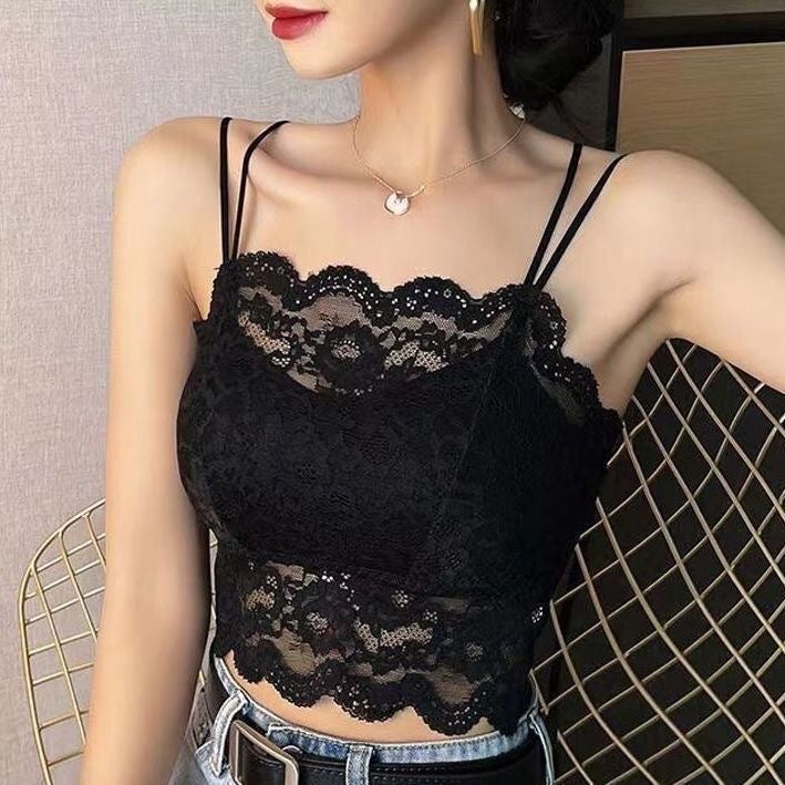 قميص نسائي دانتيل بدون ظهر مع أكواب مبطنة، مقاس كبير - Image 2