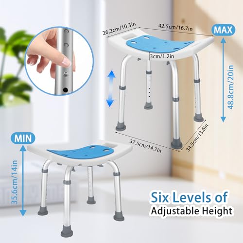 pxsulliao Bath Seat Bathroom Bathtub Shower Chair Stool for Adults, Seniors and Disabled, Elderly Tub Transfer Bench for Inside Shower (Grey, Round Foot Mats) - Image 2