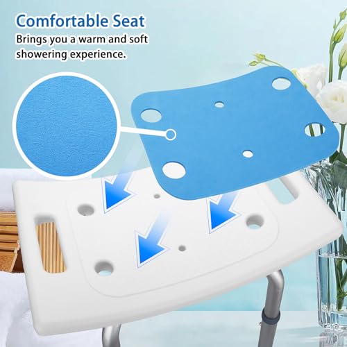 pxsulliao Bath Seat Bathroom Bathtub Shower Chair Stool for Adults, Seniors and Disabled, Elderly Tub Transfer Bench for Inside Shower (Grey, Round Foot Mats) - Image 4