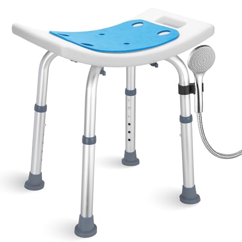 pxsulliao Bath Seat Bathroom Bathtub Shower Chair Stool for Adults, Seniors and Disabled, Elderly Tub Transfer Bench for Inside Shower (Grey, Round Foot Mats) - Image 1