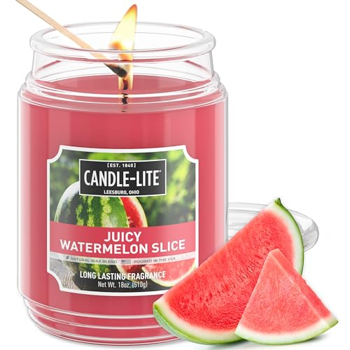 Candle-lite Scented Candles, Juicy Watermelon Slice, 18 oz Jar, Proudly Poured in The USA, Aromatherapy Candle, Single-Wick with 110 Hours of Burn Time, Perfect for Creating a Refreshing Ambiance - Image 1