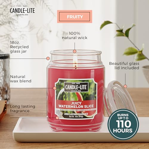 Candle-lite Scented Candles, Juicy Watermelon Slice, 18 oz Jar, Proudly Poured in The USA, Aromatherapy Candle, Single-Wick with 110 Hours of Burn Time, Perfect for Creating a Refreshing Ambiance - Image 2