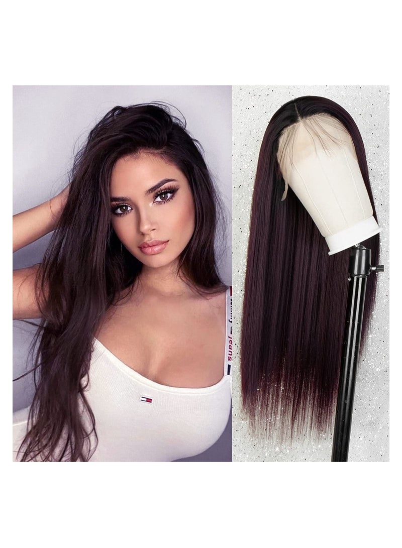 Lace Ombre Burgundy Synthetic Front 22in Wig Color No 99J