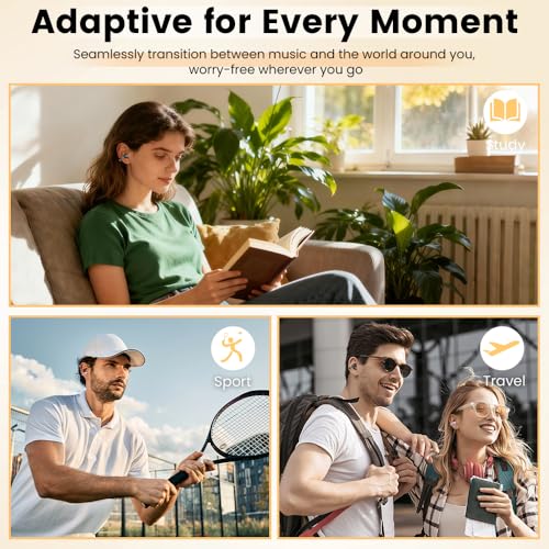 Yeabomy Clip On Ear Headphones, Open Ear Earbuds Wireless Bluetooth 5.4, Clip On Earbuds with LCD Touchscreen, Lightweight Comfort Open Ear Headphones for Pad Tablet Laptop Android/iOS Phones (Black) - Image 3
