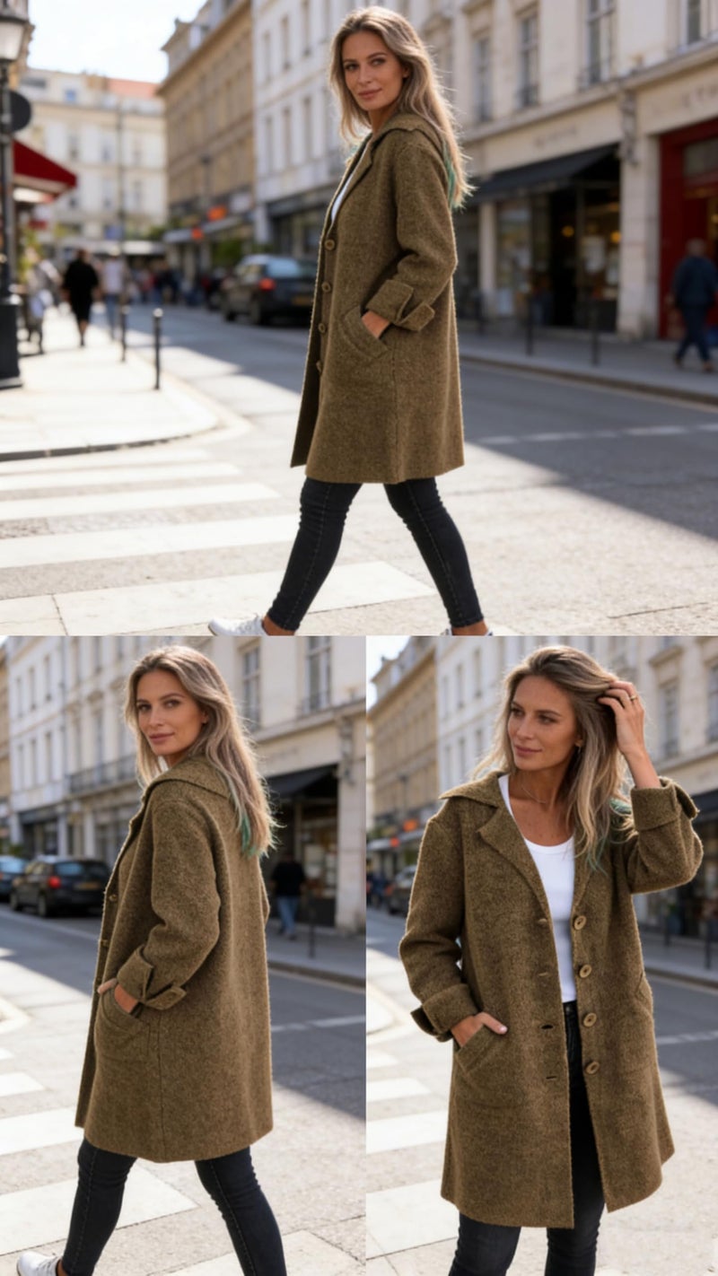 CHARTOU Women Long Cardigan Notched Collar Button Down Loose Fit Knit Blazer Sweater Jacket (XX-Large, Brown) - Image 3