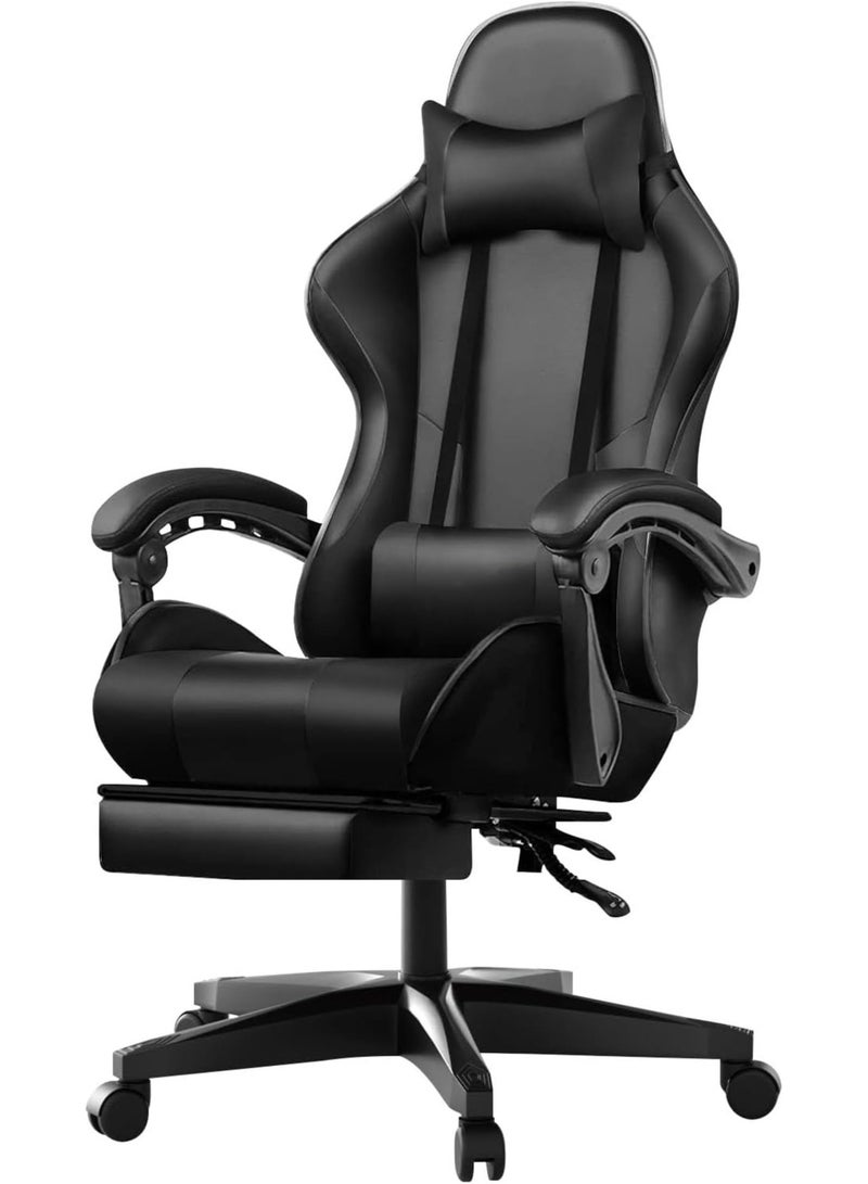 بريمو بلس كرسي ألعاب بتصميم مريح، ظهر مرتفع، وظيفة الاستلقاء، دعم للرقبة وأسفل الظهر، مسند للقدمين قابل للسحب، عجلات صامتة - مثالي للسباقات والمكتب واستخدام الكمبيوتر - Image 1