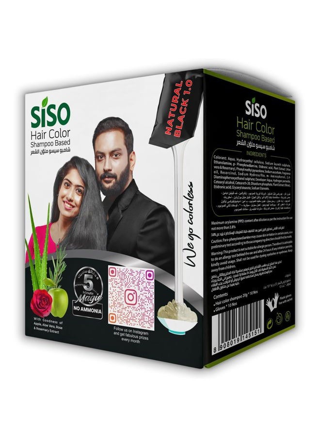 Siso Permanent Hair Color (20g) Pack of 10 - Natural Black, 100% Grey Coverage with Herbal Extracts, 0% Ammonia & Silicone - Image 1