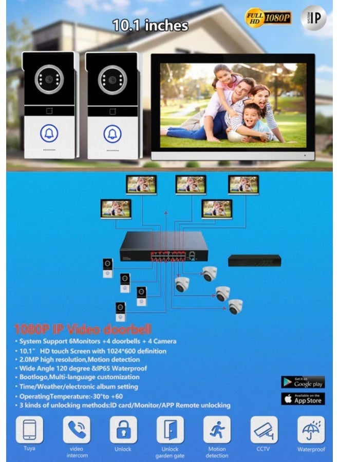 CRONY TUYATY102THTD2X1 10-Inch Video Doorbell System - AHD Wired Intercom with Touch Screen, 1080P Camera, Smart App Control, Night Vision & Multi-Monitor Support - Image 5