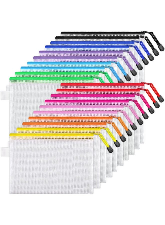JARLINK 20 Pack 10 Colors Zipper Mesh Document Pouch, 6X9 Inch/A5, Plastic Water-Resistant File Bags, For School Office Supplies, Cosmetics Travel Storage, Assorted Color  - Image 1