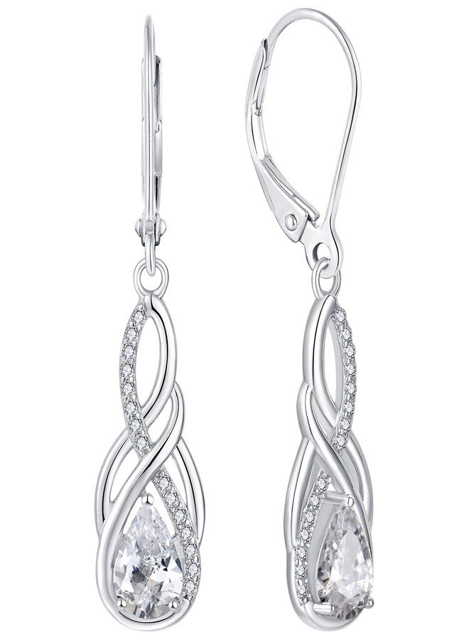 YL 925 Sterling Silver Infinity Earrings Twisted Dangle Drop Earrings Cubic Zirconia Leverback Jewelry for Women - Image 1