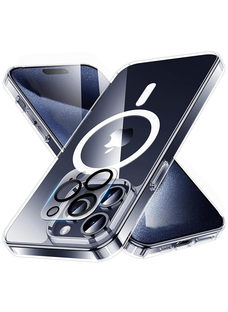 Theodor حافظة آيفون 16 برو ماج سيف - مغناطيس N52، رفيعة للغاية، حماية من السقوط، حماية للشاشة والعدسة، شفافة تمامًا فقط غطاء آيفون 16 برو وواقي الكاميرا - Image 1