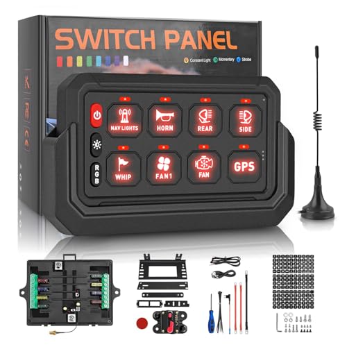 ZAMLIE Wireless 8 Gang Switch Panel 265 Ft Lighting Modes with Control Toggle Strobe Flash Momentary Switch Circuit Control Box with 3 Silicone Buttons for OffRoad Truck SUV UTV ATV Marine - Image 1