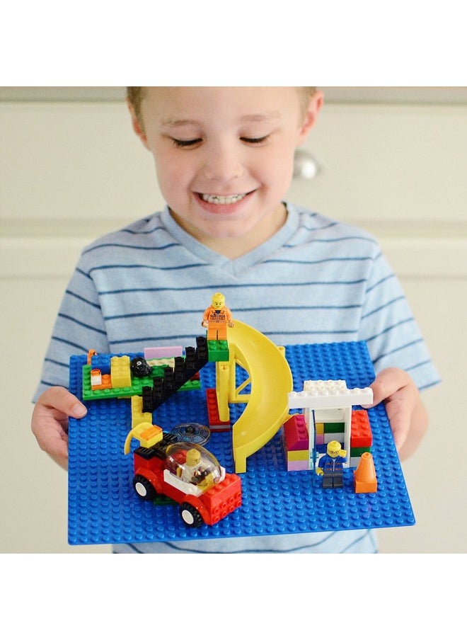 Creative QT Creative QT Toy Building Blocks Stackable Baseplates, Blue and Green, 4 Pack, 10"x10", Sturdy Bases for Play Table Top for Creative Structures, Compatible with All Major Brick Brands  - Image 4