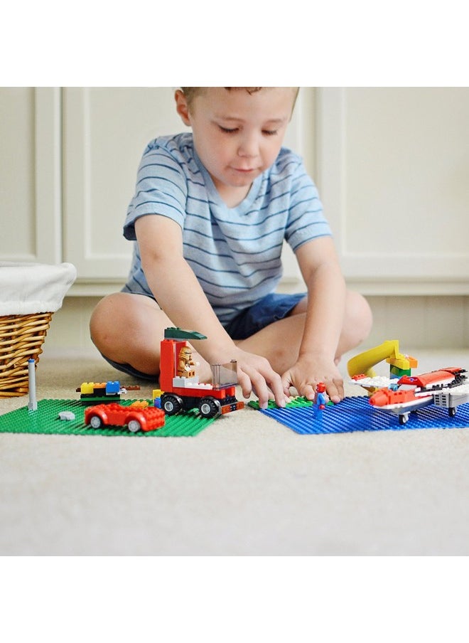Creative QT Creative QT Toy Building Blocks Stackable Baseplates, Blue and Green, 4 Pack, 10"x10", Sturdy Bases for Play Table Top for Creative Structures, Compatible with All Major Brick Brands  - Image 2