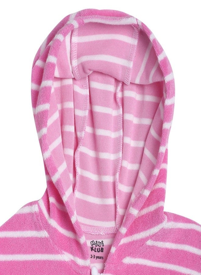 miniklub Baby Front Open Long Sleeve Knitted Cotton Pink Color Jacket (12-18M) - Image 3