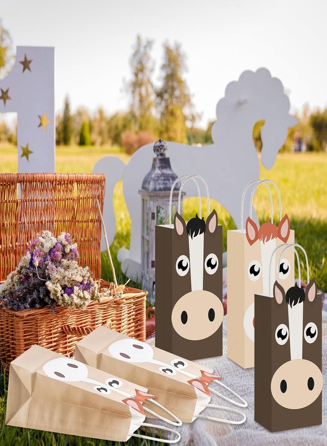 Chinco 24 Pieces Horse Party Favors Treat Bags Brown Western Cowgirl and Farm Supplies Horse Themed Goodie Candy Bags for Party Decoration - Image 3