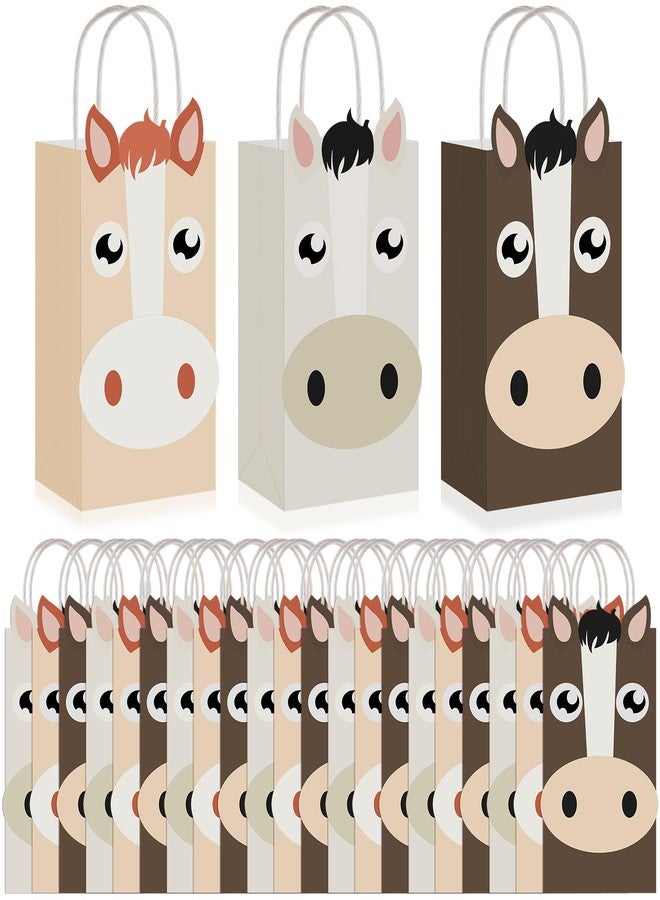 Chinco 24 Pieces Horse Party Favors Treat Bags Brown Western Cowgirl and Farm Supplies Horse Themed Goodie Candy Bags for Party Decoration - Image 1