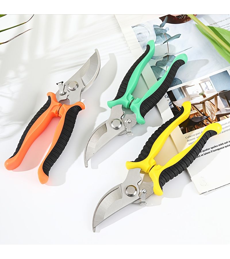 Orange Bypass Pruning Shears Ergonomic NonSlip Handle Matte Blade For Garden Flowers - Image 3